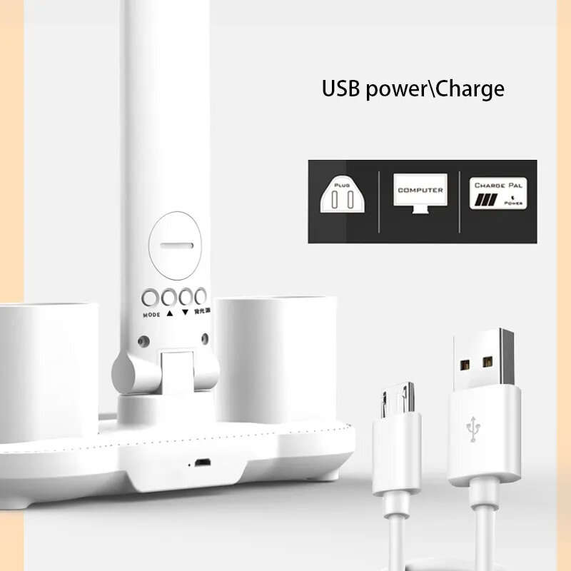 Table Lamp LED Double-headed Multifunction Foldable Touch With Calendar Clock USB Desk Lamp For Bedr