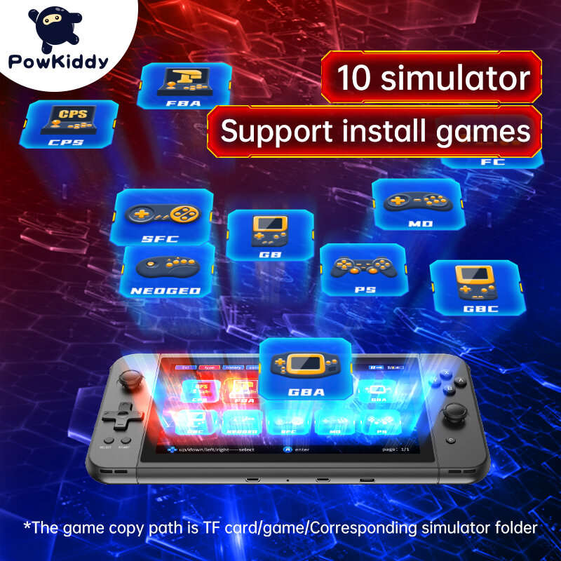 Powkiddy X70 Handheld Game Console 7-inch HD Screen 64GB Dual 3D Joystick Game Simulator Device
