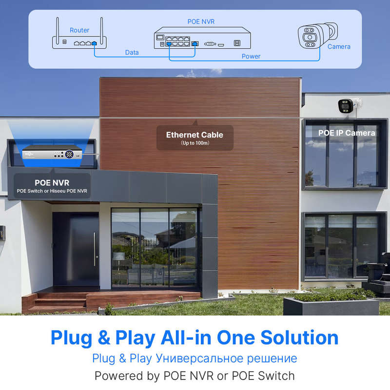 Hiseeu HB718-PA 4K 8MP POE IP Camera Intelligent Night Vision P2P Motion Detection Two-way Audio H.2