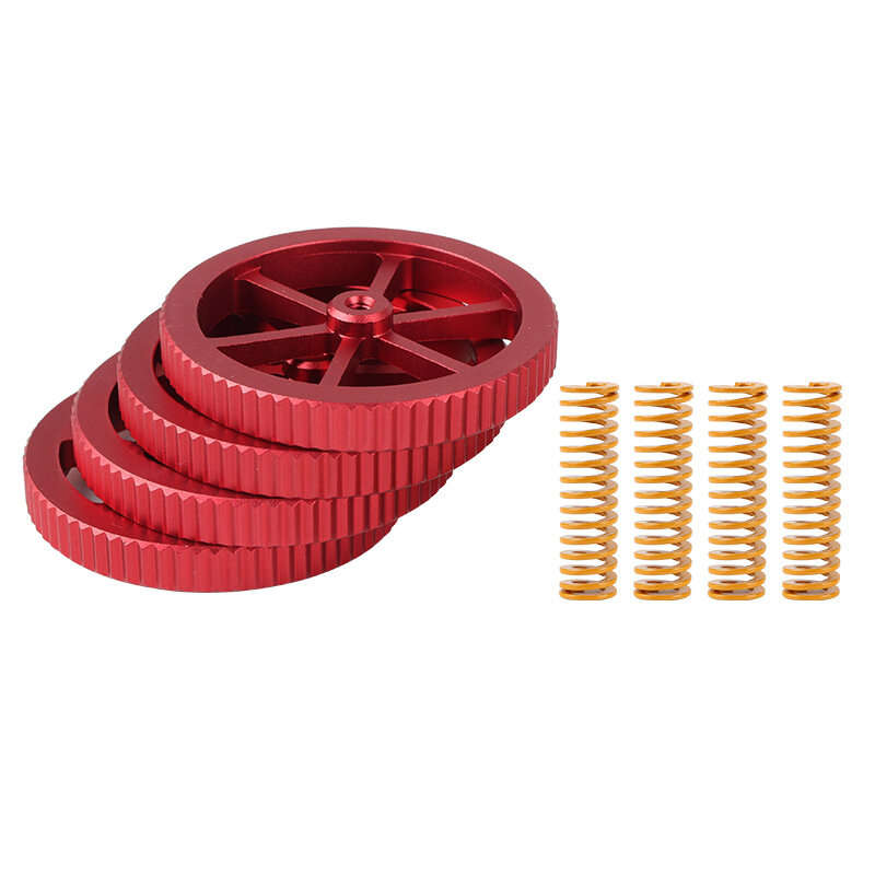 4Pcs Upgraded Metal Red Hand Screwed Leveling Nut + 4pcs Spring for Creality 3D Ender-3 Series 3D Pr