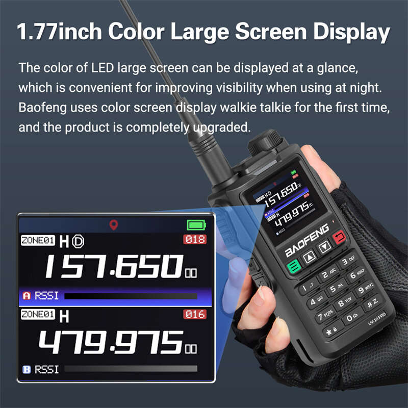 Baofeng UV-18 PRO GPS Walkie Talkie Wireless Copy Frequency 999 CH NOAA Long Range Type-C VHF UHF Ha