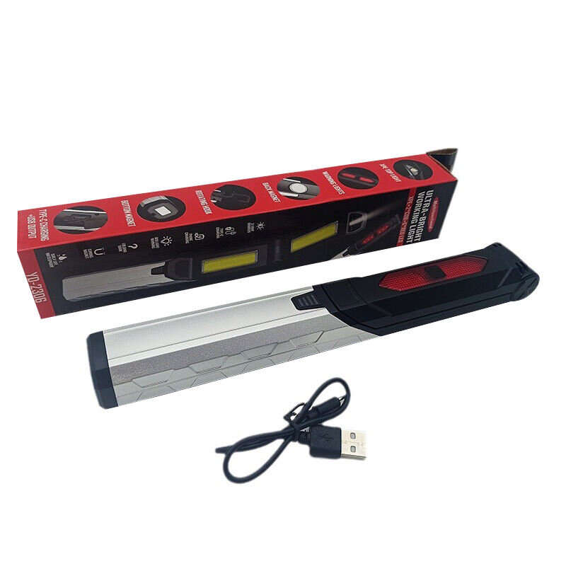Portable COB LED Flashlight USB Rechargeable Work Light Magnetic Lanterna Hanging Lamp with Built-in