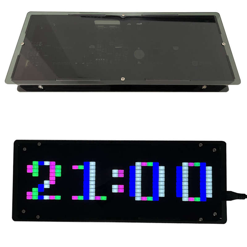 DIY LED Music Spectrum Display Kit 16x32 Rhythm Lights Clock Temperature 8 Kinds Spectrum Mode SMD S