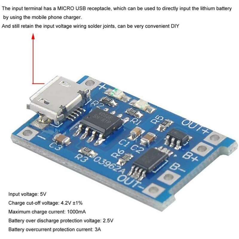 10PCS Lithium Battery Charging Module Set 5V 1A TP4056 Charging Modules + 5V 2A Charge Discharge Int