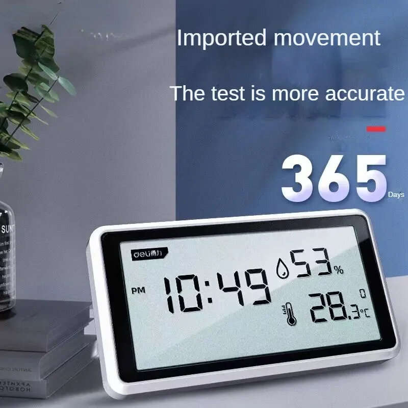 Deli Electronic Thermometer Hygrometer Weather Station with High Precision 0.1 Temperature Humidity