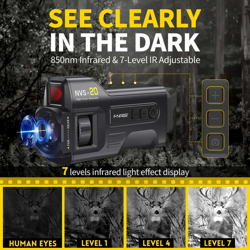 FNIRSI NVS-20 4K HD Monocular Night Vision Device Infrared 6x Digital Zoom 300m Telescope Outdoor Da