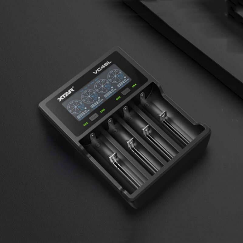 XTAR VC4SL QC3.0 LCD Screen Display 3.6V/3.7V/1.2V Li-ion Battery Charger 4-Slots Type-C Fast Chargi