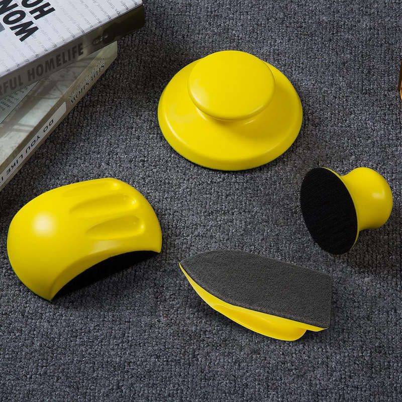 4 PCS 5 Inch Round Hand Sanding Blocks + Mouse Hook and Loop Sanding Blocks Ideal for Wood Furniture