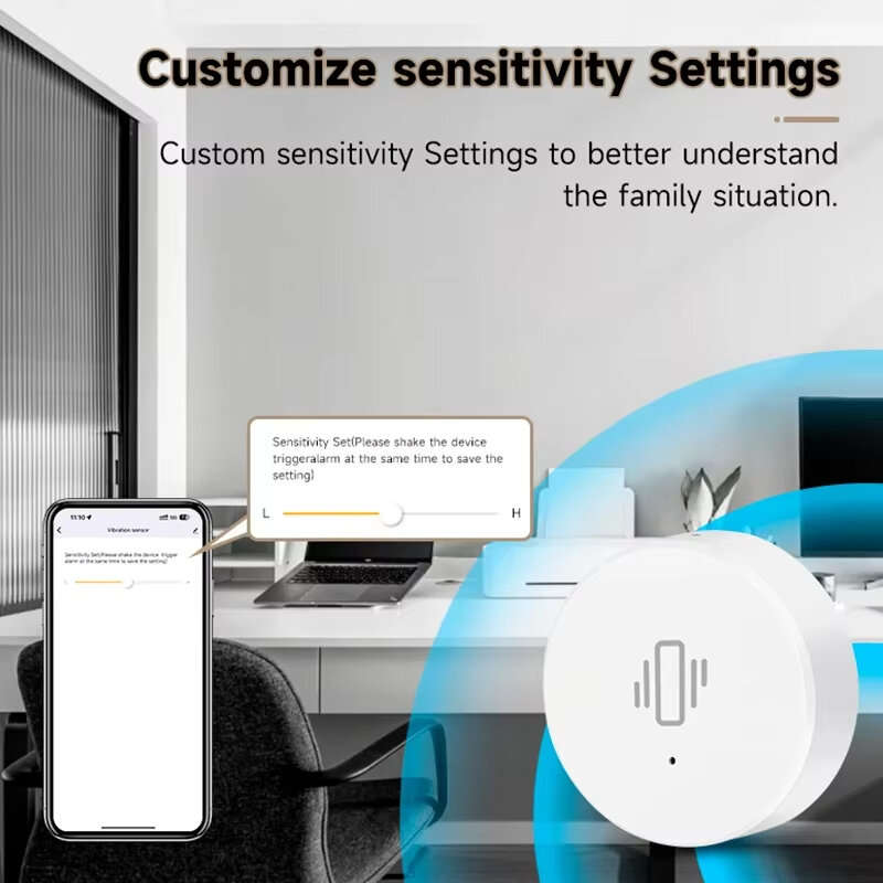 Tuya ZigBe Smart Vibration Sensor Real Time Monitoring Door Window Detection Alarm Smart Home Securi