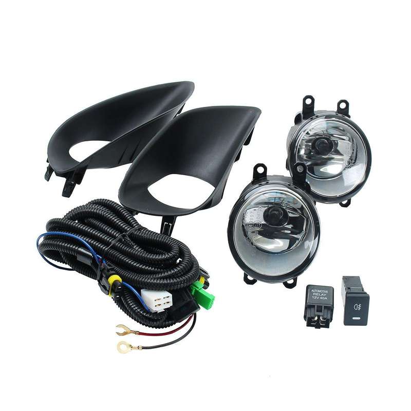 Car Front Bumper Fog Lights With H11 Bulbs Wiring Harness 6000K Pair For Toyota Yaris 4Dr Sedan 2006