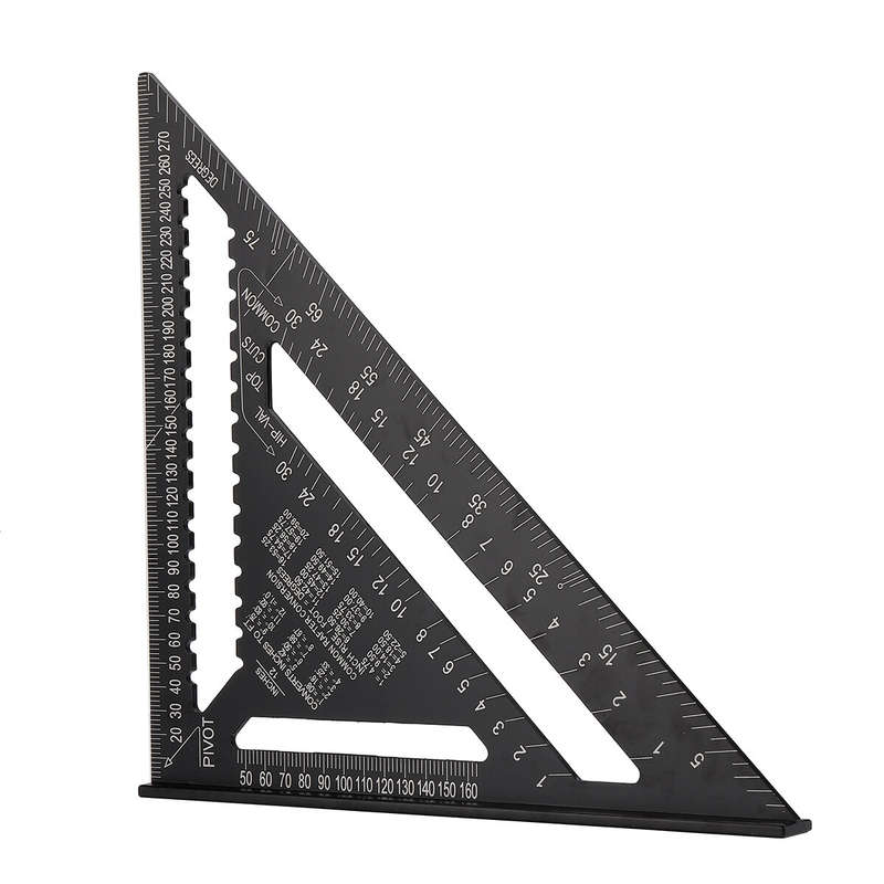 12-inch Aluminum Alloy Triangle Ruler with Protractor Scriber and Sawtooth Guide Multifunctional Too
