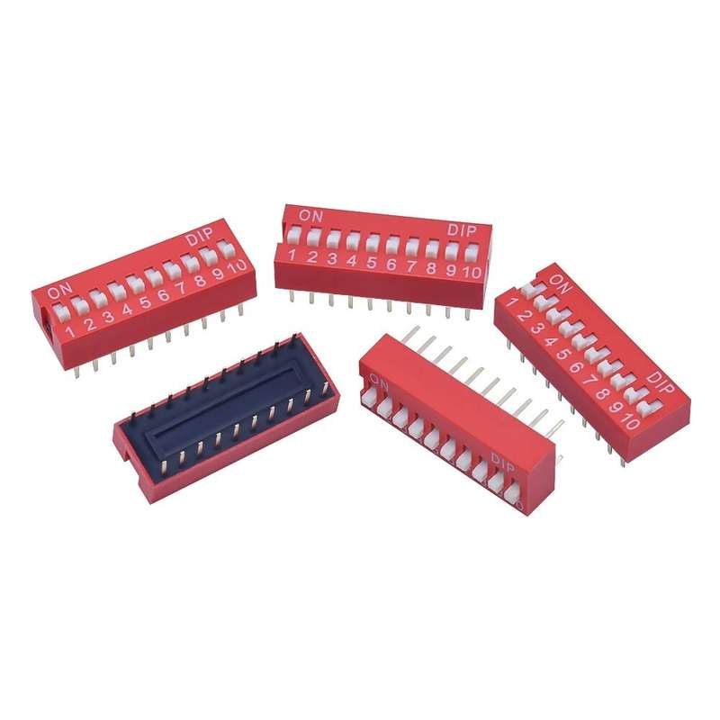 45Pcs Dip Switch Kit 2.54mm Toggle Switch Red Snap Switches Mixed Kit In Box 1 2 3 4 5 6 7 8 10 Way