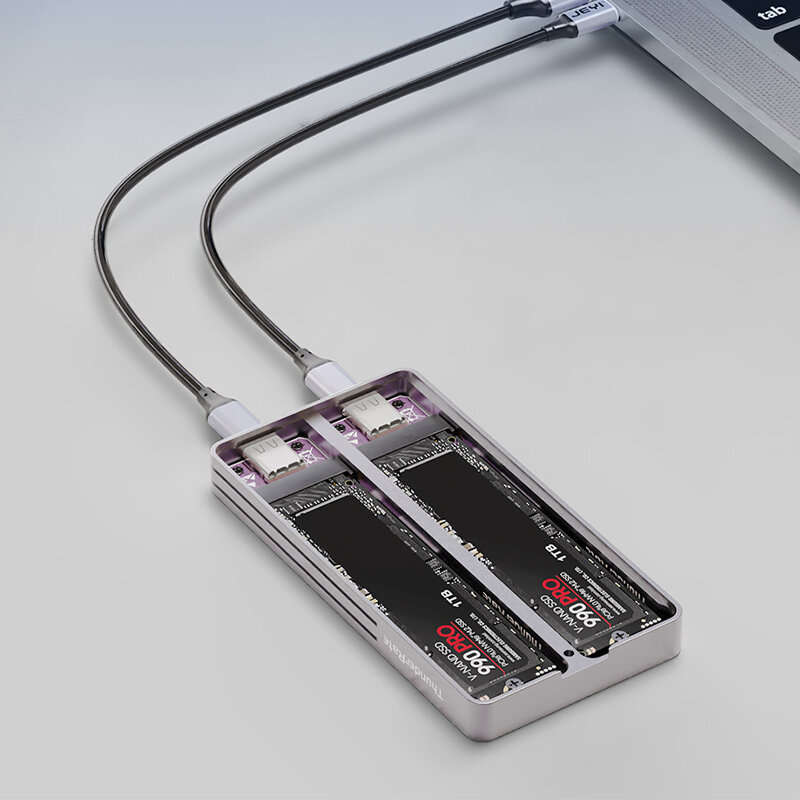 JEYI i9 Dual Bay M.2 NVMe Sata SSD Enclosure USB3.2 Gen 2 10Gbps Aluminum Case for M.2 PCIe 2280/60/