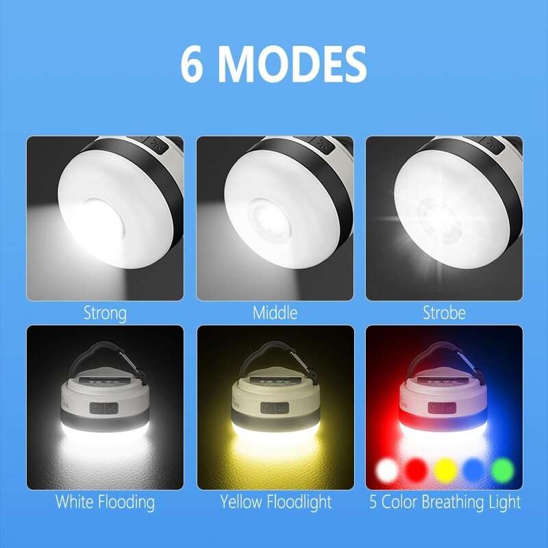 SMILING SHARK Multifunctional Portable Adjustable Lantern Outdoor Camping Tent Light Rechargeable Em