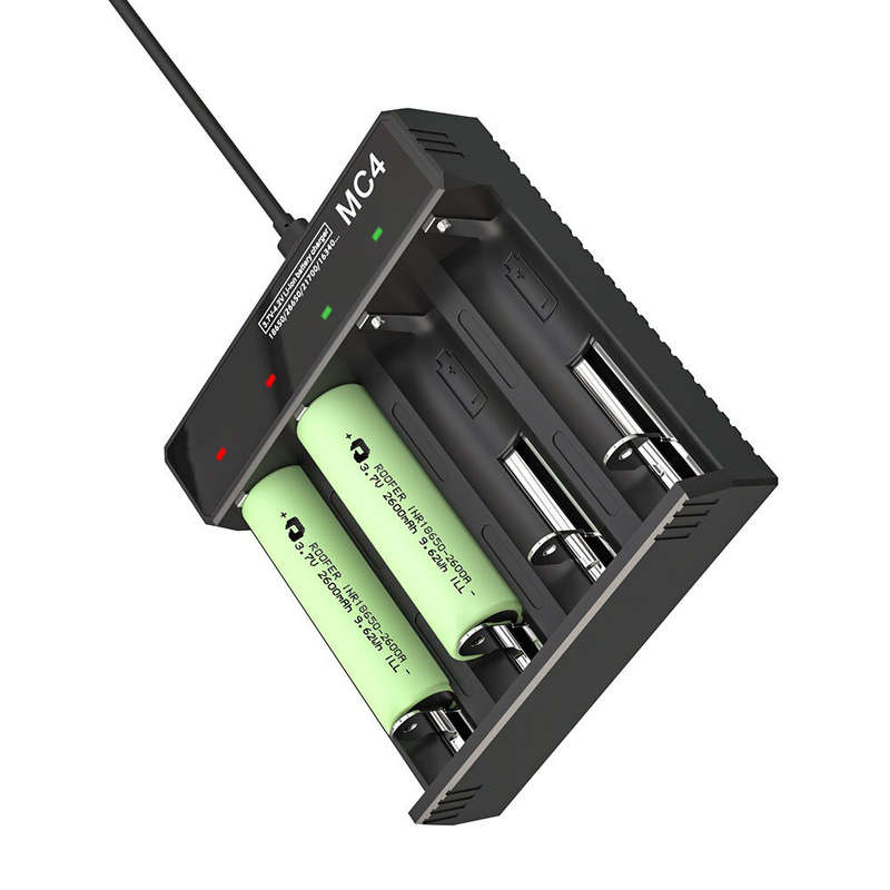 3.7V-4.2V LED Power Indicator TC/CC/CV 3Modes USB Rechargeable 4Slots Lithium Battery Charger 18650/