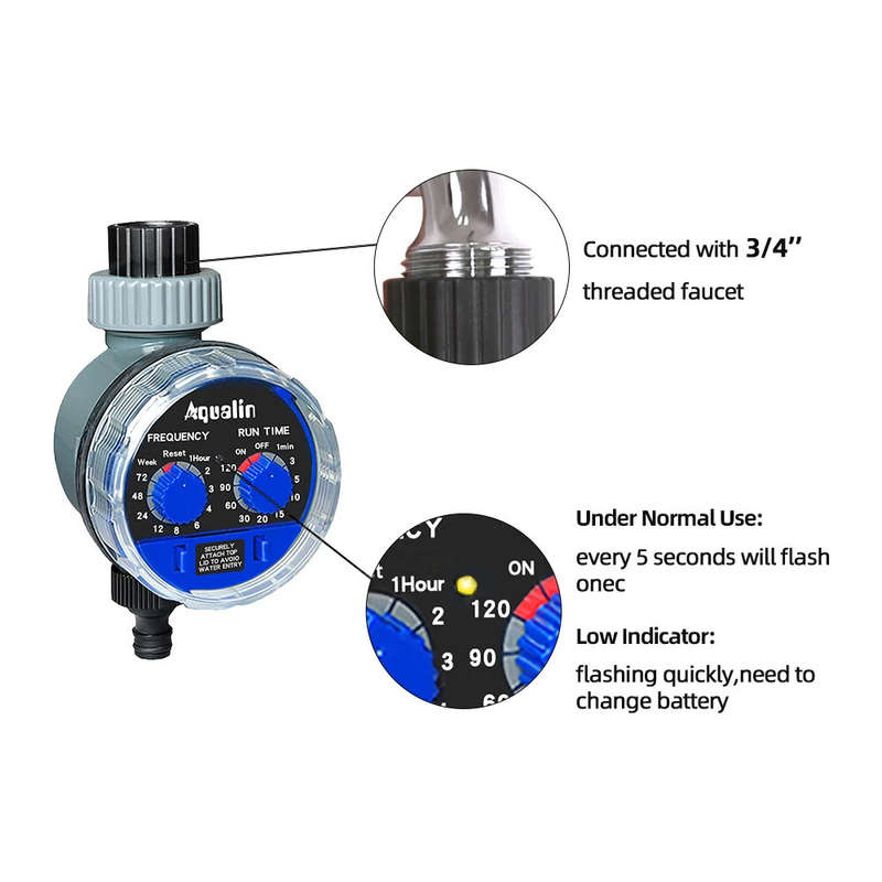 Aqualin Automatic Garden Water Timer Ball Valve #21025 Easy Install on 3/4" Faucet or Tap Adjustable