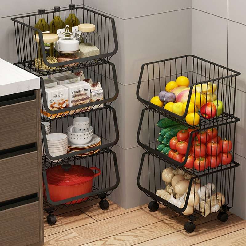2/3/4/5 Tiers Kitchen Storage Racks Bookshelf Bathroom Shelf Space Saving Holder Organizer with Whee