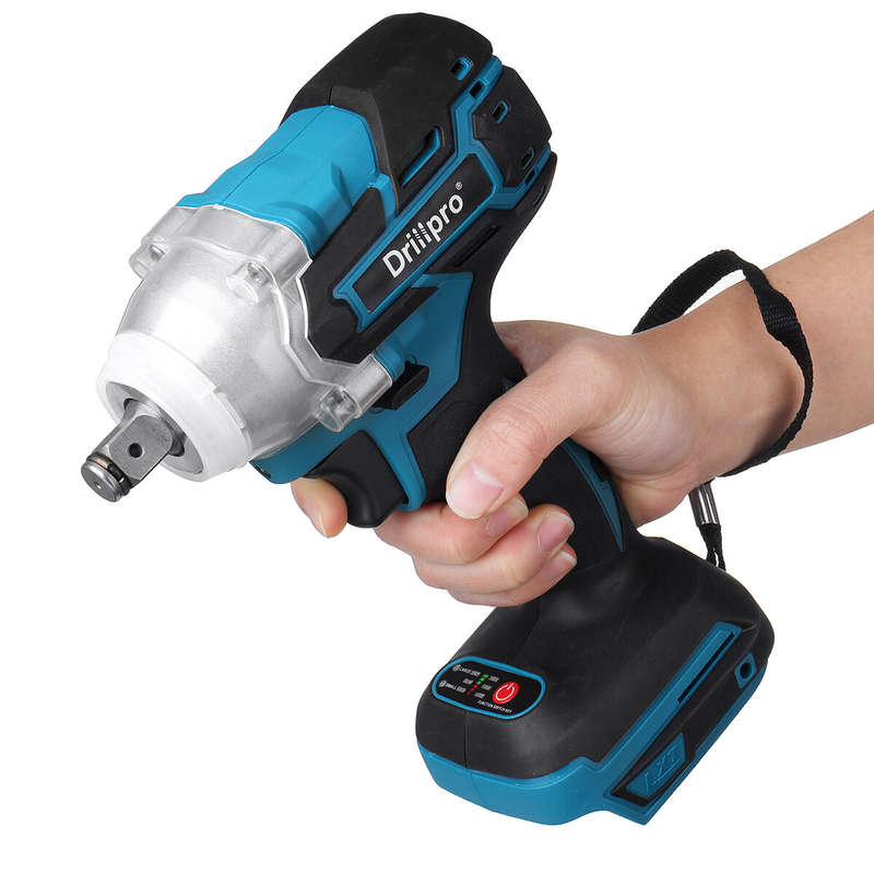 Drillpro 18V 0-3200RPM Cordless Impact Wrench Driver Brushless Motor With LED Light Electric Wrench