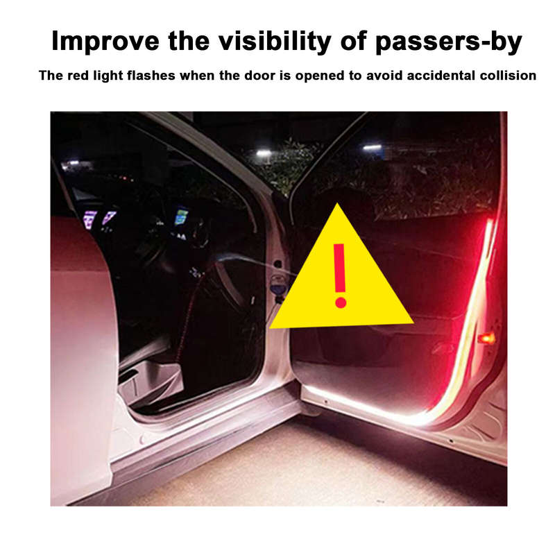 Set Of 2 1.5M Car LED Door Flowing Strip Lamp Car Door Streamer Warning Light Door Side Light Bar Re