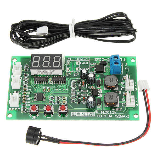 ZHIYU DC 12V 2 Way 3 Wire Fan Smart Temperature Controller With Temperature Speed Digital Display St