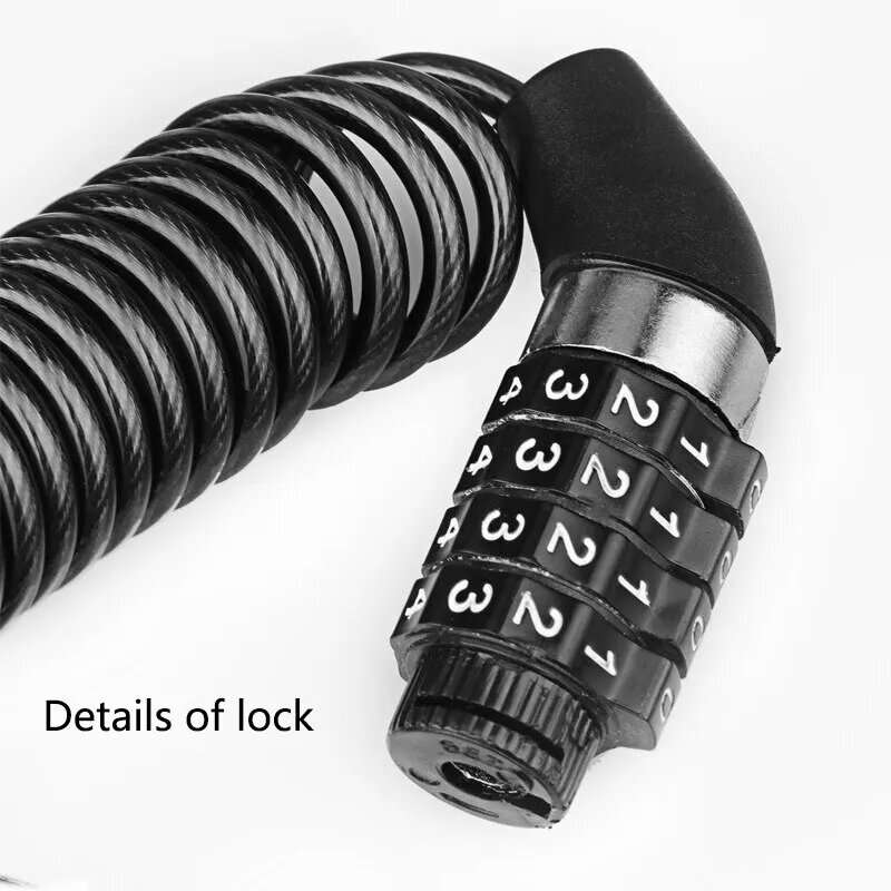 Universal Bicycle Lock 4 Password Mode Wire Security Portable Anti-theft Helmet Lock for MTB Road Bi