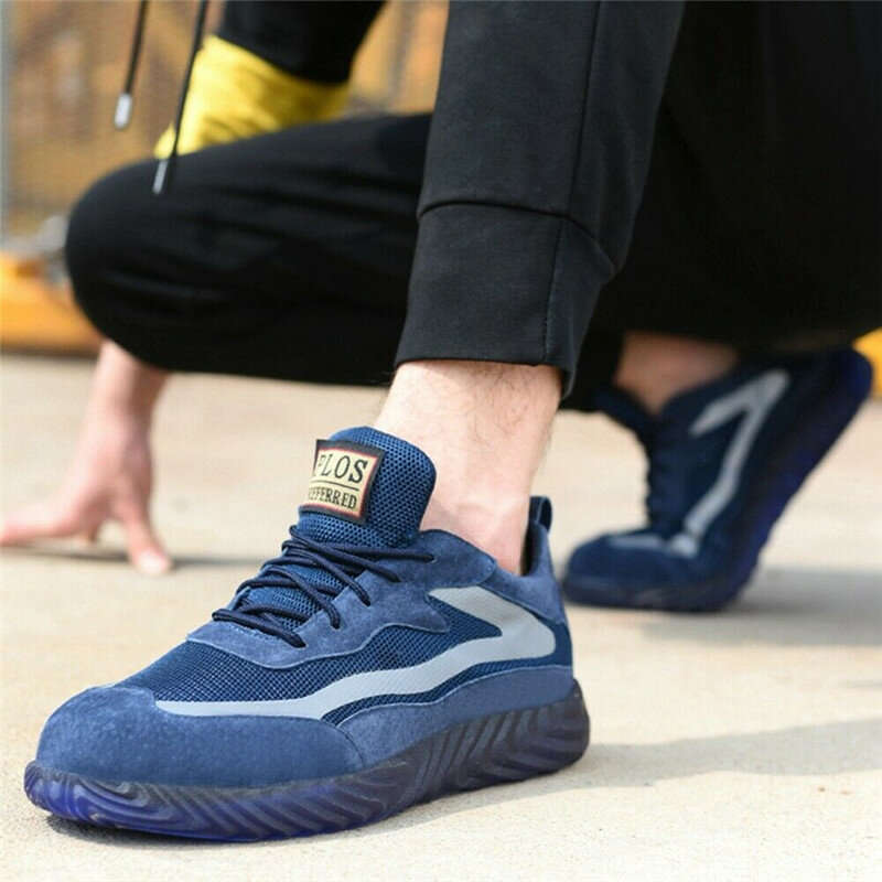 AtreGo Mens Steel Toe Safety Shoes Breathable Work Boots Outdoor Hikng Sneakers