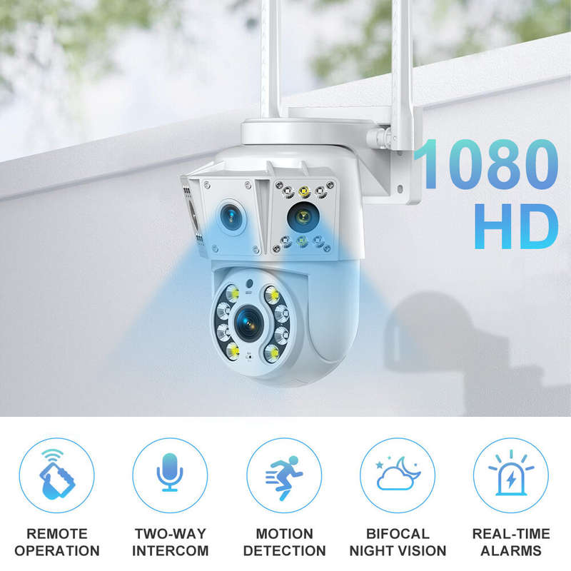 K30 2-Lens WIFI IP Camera 1080P Full Color Outdoor Waterproof Night Vision WiFi Surveillance Camera