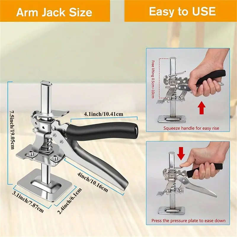 120kg Capacity Carbon Steel Tile Leveling Clips Labor-Saving Arm Jack Door Panel Drywall Lifter with