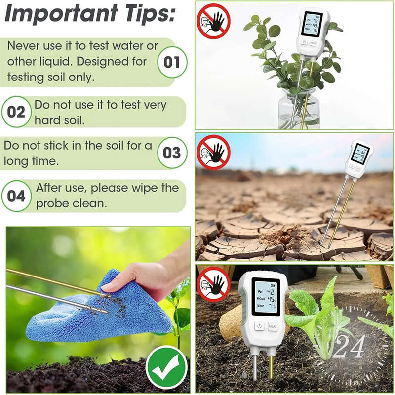 SGS07 3 in 1 Digital LCD Soil Meter Soil PH/Moisture/Temperature Tester with Backlight for House Pla