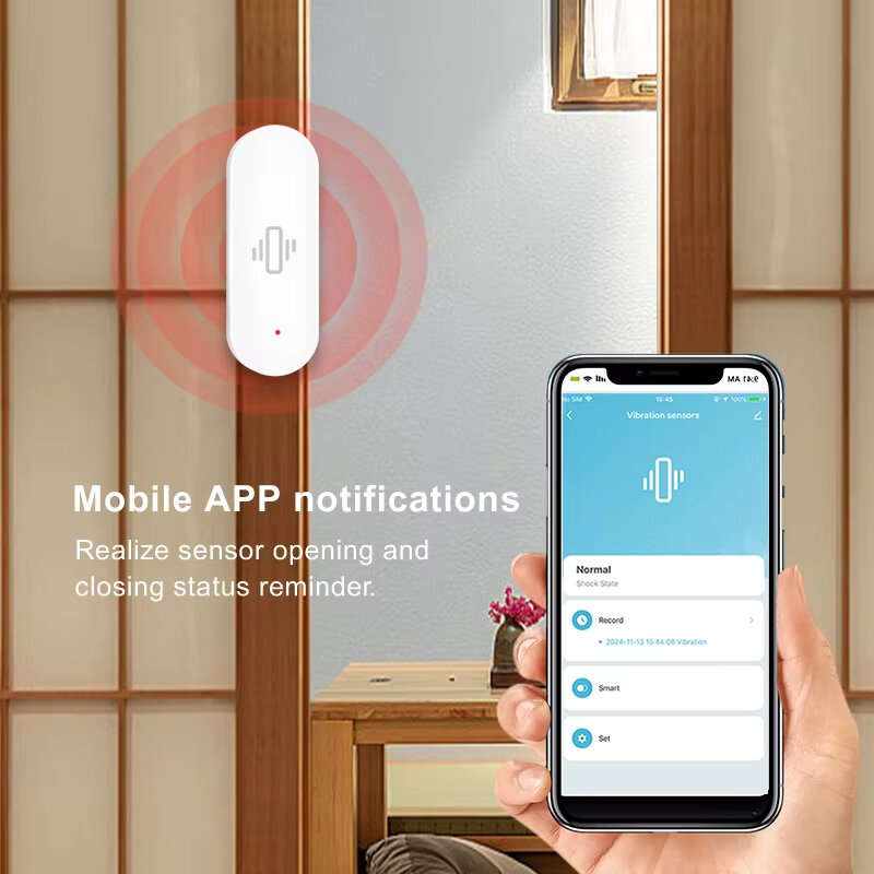 Tuya Smart Home WiFi Vibration Sensor Detection Smart Life APP Notification Real-Time Motion Shock A