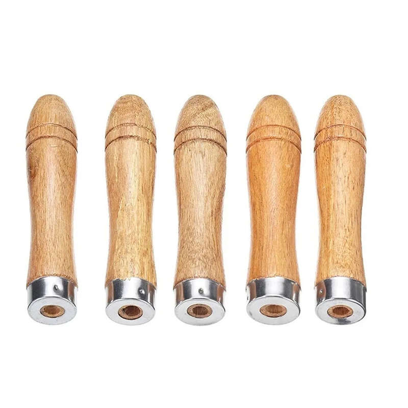 5PCS Wooden File Handles Ergonomic Secure Fit 9cm Length 4mm Diameter Fits 4-6 Inch Files Versatile