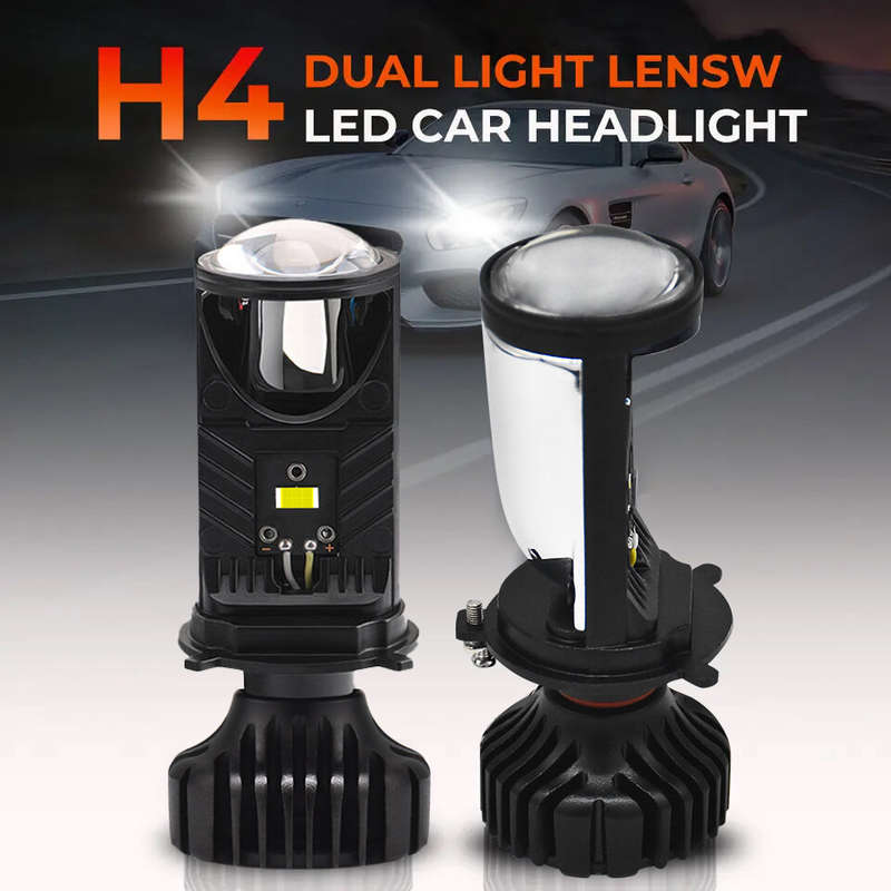 Infitary 12-36V Pair H4 LED Projector Headlight 6500K 55W Headlamp Universal for Cars and Motorcycle