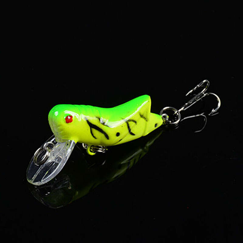 5pcs Topwater Minnow Fishing Lures Simulated Grasshopper Fishing Lure With Hook Mini Cricket Locust