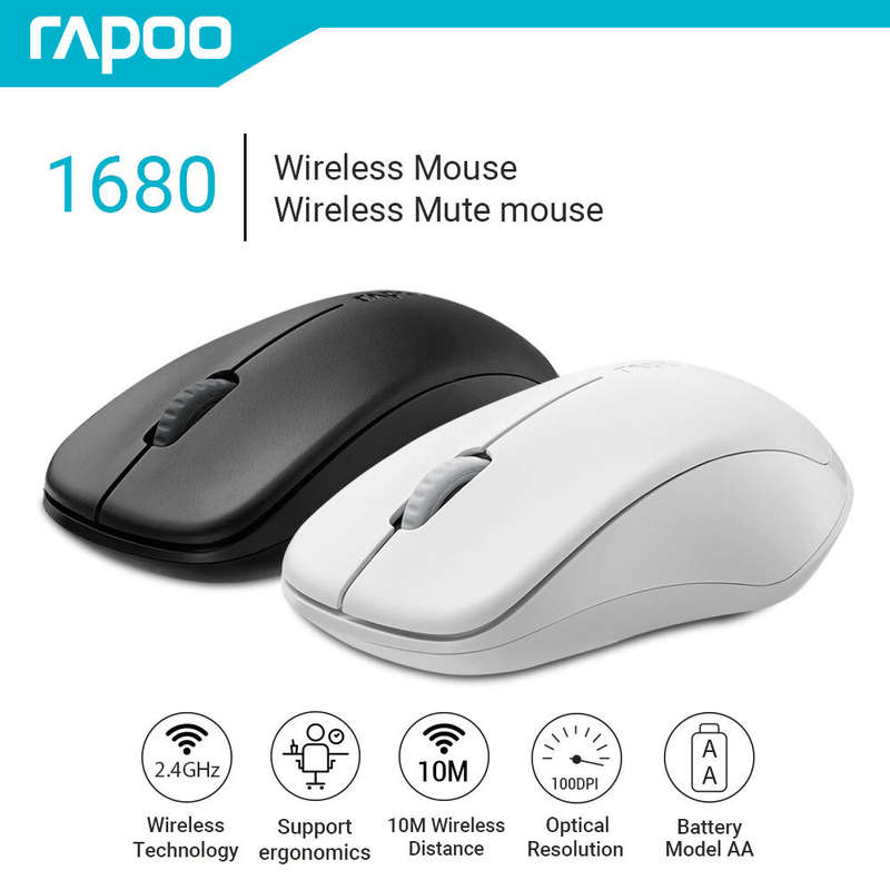 RAPOO 1680 Wireless Mouse Ergonomic Mouse 1000 DPI Silent 3 Buttons For MacBook Cuomputer PC Tablet
