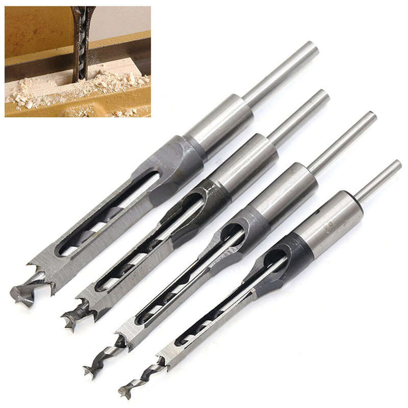 7PCS Woodworking Square Hole Drill Bit Mortising Chisel Drill Auger Drill Core Spade Drill Set 6.4/8