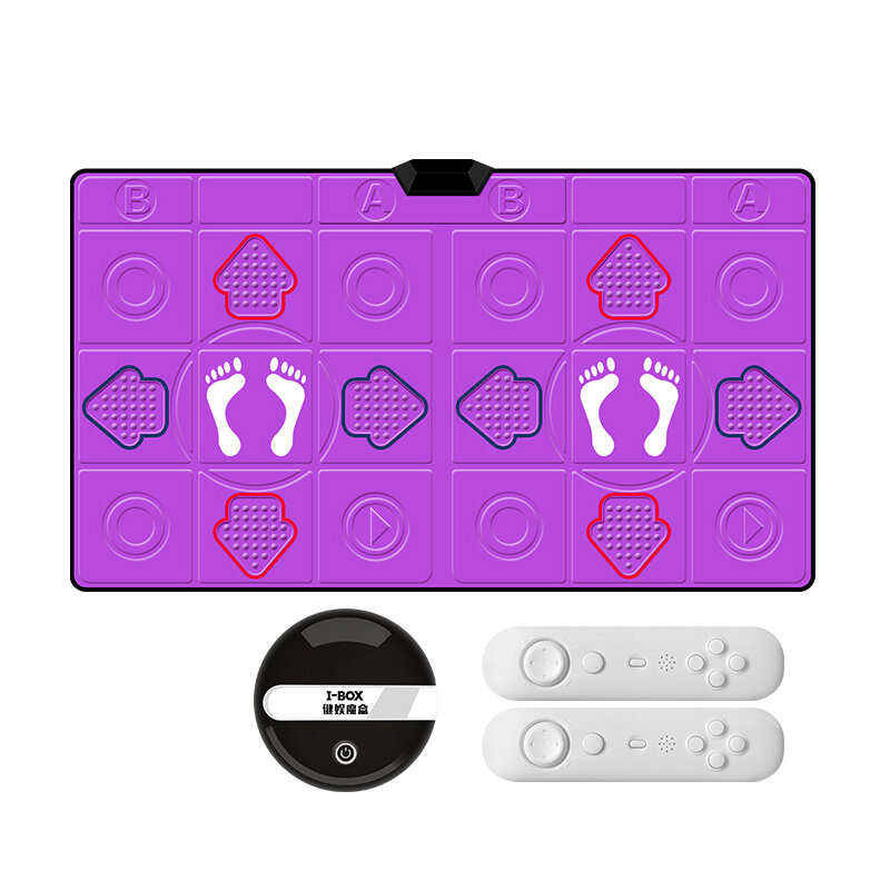 Dual Player Wired Dancing Mat Pad Computer TV Slimming Dance Blanket with Two Somatosensory Gamepad