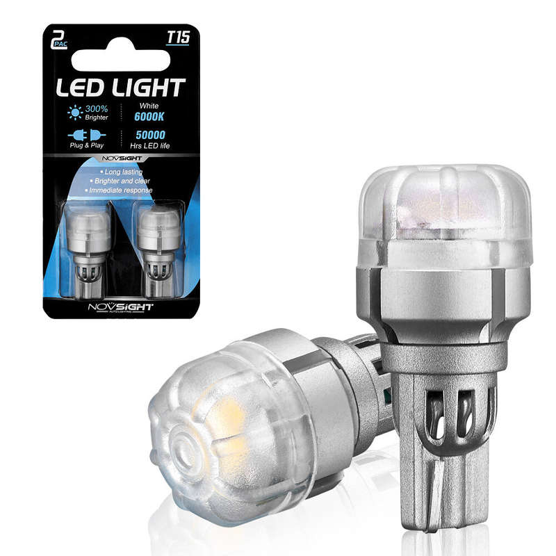 NOVSIGHT Pair 12V T15 LED Light Bulb 3020SMD Turn Signal Bulb 2W 256LM White Light Brake Reversing L