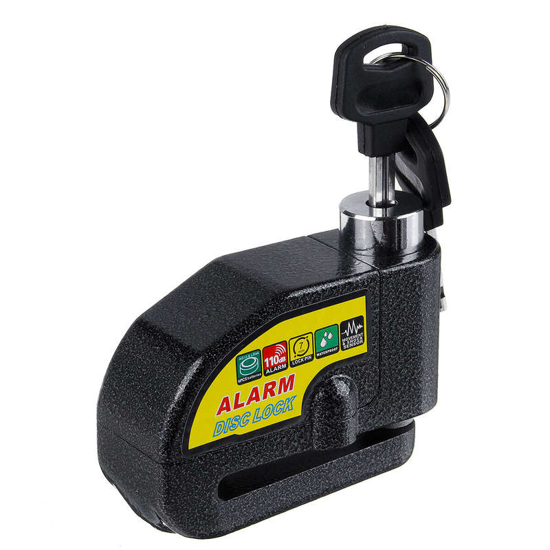 110dB Disc Brake Alarm Lock Metal Motorcycle Scooter Security Wheel Anti-theft - Silver