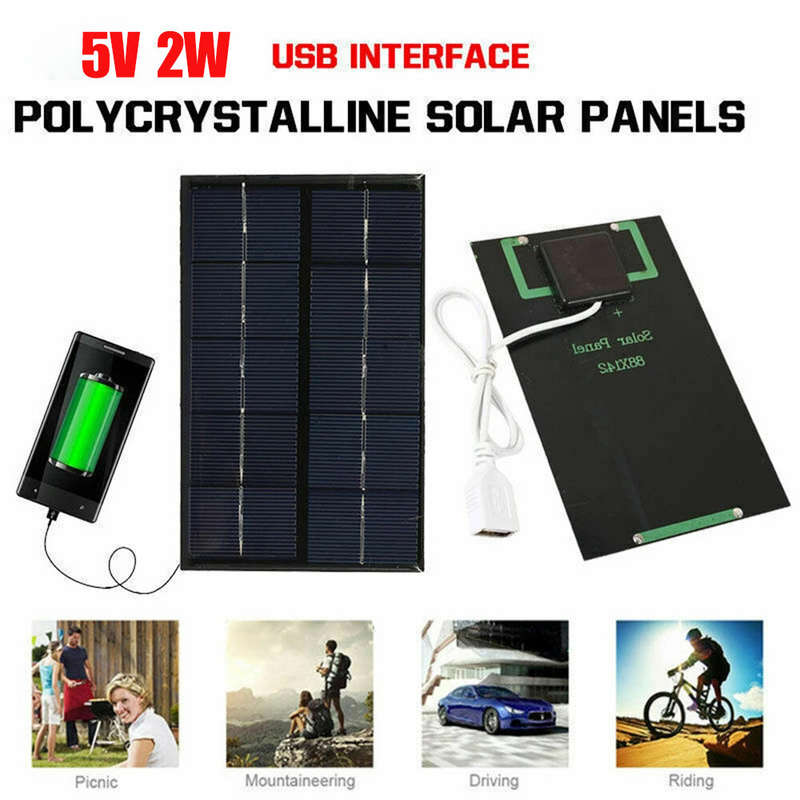 5V 2W Solar Panel Output USB Outdoor Portable Solar System Cell Phone Charger Solar Panel Battery Mo
