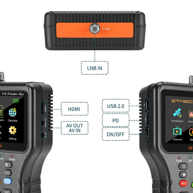 GTMEDIA V8 Finder Max Signal Finder DVB-S/S2/S2X H.264/H.265 (8bit) Locator 4.3 Inch HD Official Acc