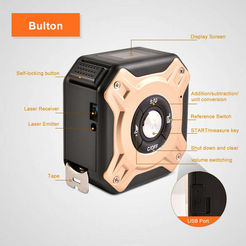 DANIU 40M Laser Measuring Tape Retractable Ruler Laser Distance Meter Range Finder Electronic Roulet
