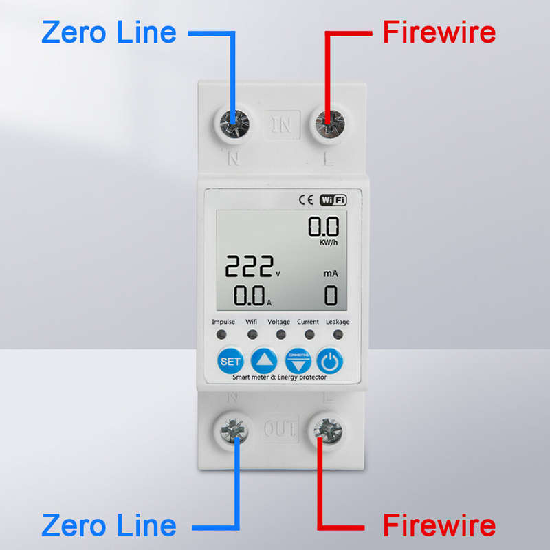 Tuya WiFi 63A Intelligent Leakage Protecting Switch Current Voltage Monitoring Circuit Breaker Timer