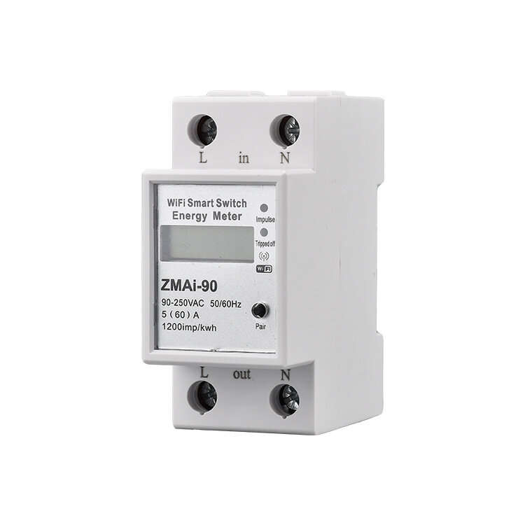 ZMAI-90 220V/110V AC 50Hz/60hz Tuya APP Single Phase Din Rail WIFI Smart Energy Meter Power Consumpt