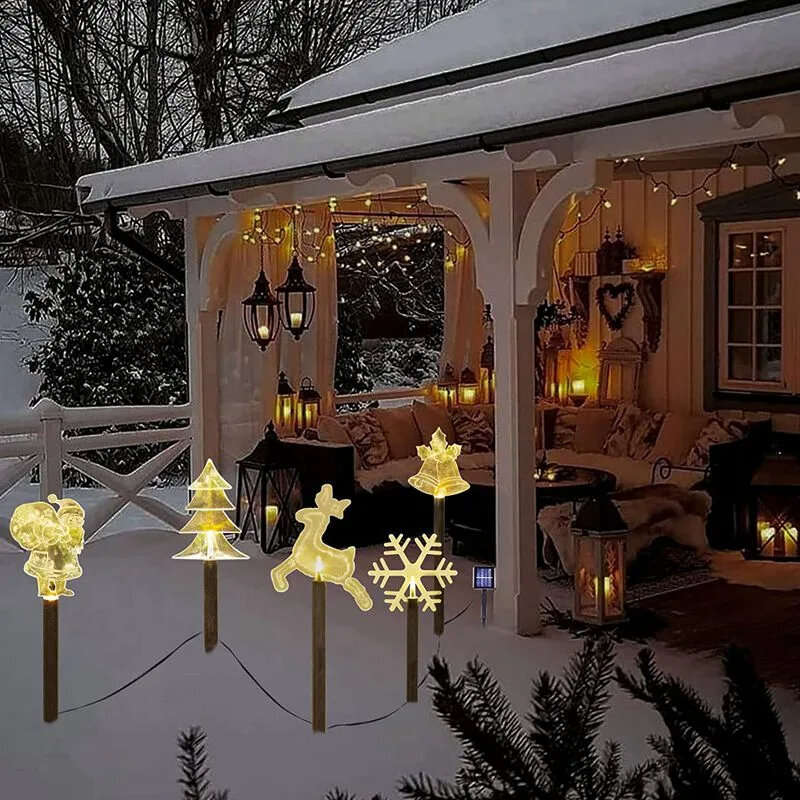 Solar Christmas Stake Light Outdoor Solar Garden Light Solar Landscape Pathway Light For Lawn Patio