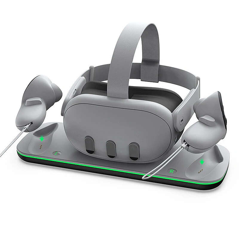 for Meta Quest VR Helmet Charging Dock with LED Ligth Bar Headset Handles Grip Storage Rack VR Acces