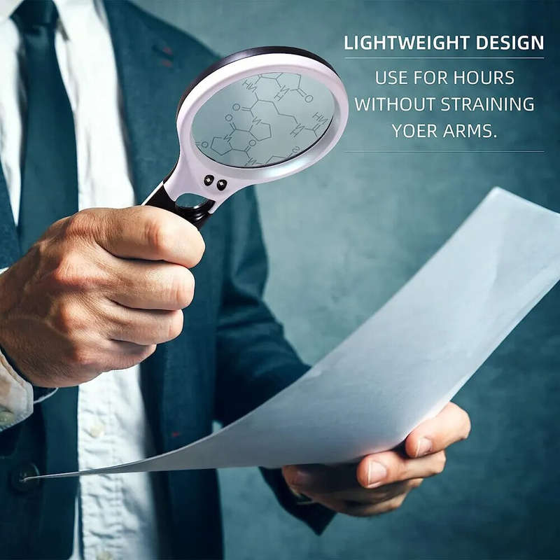 3X 45X Mini Handheld Magnifier Dual Lens 3 LED Light Magnifying Glass Effective Lens Diameter 75MM a