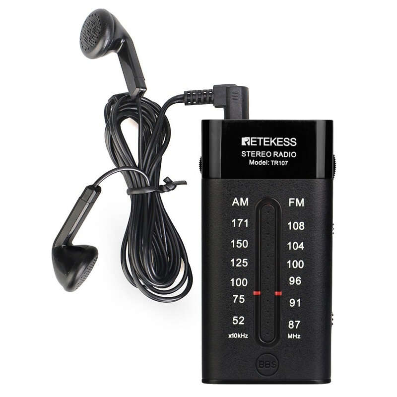 Retekes TR107 Portable Raidio Mini Pocket Radio FM AM Pointer Tuning Stereo Support BBS Mega Bass Wi