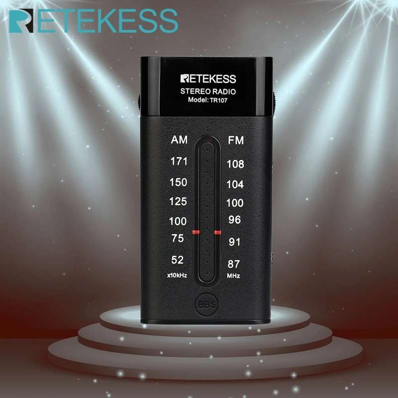 Retekes TR107 Portable Raidio Mini Pocket Radio FM AM Pointer Tuning Stereo Support BBS Mega Bass Wi