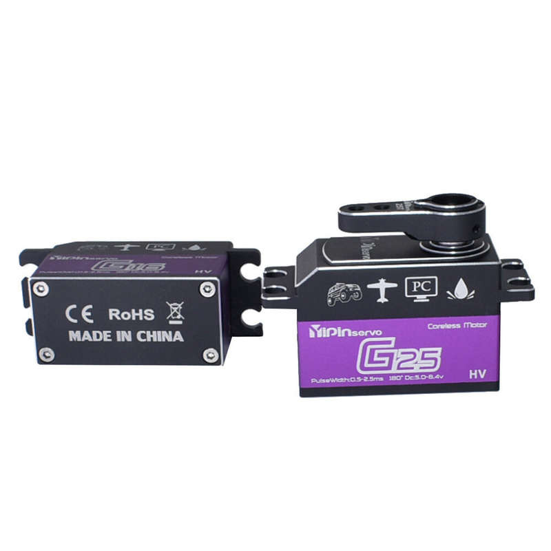 YIPINSERVO G25 25kg 7.4V High Speed Voltage Steel Gears Waterproof Coreless Low Profile Servo for 1/
