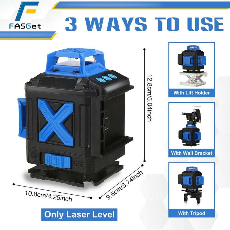 FASGet 16 Lines 4D Laser Level Self-Leveling 360 Horizontal And Vertical Super Powerful Green Laser